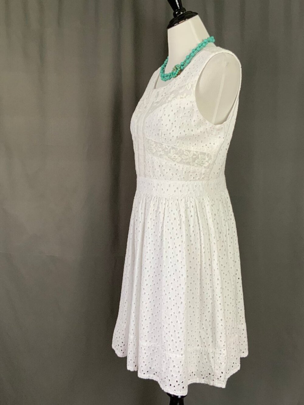 Chris McLaughlin White Eyelet & Lace Cotton Dress Cottagecore Artsy Sz 12 - Picture 6 of 16